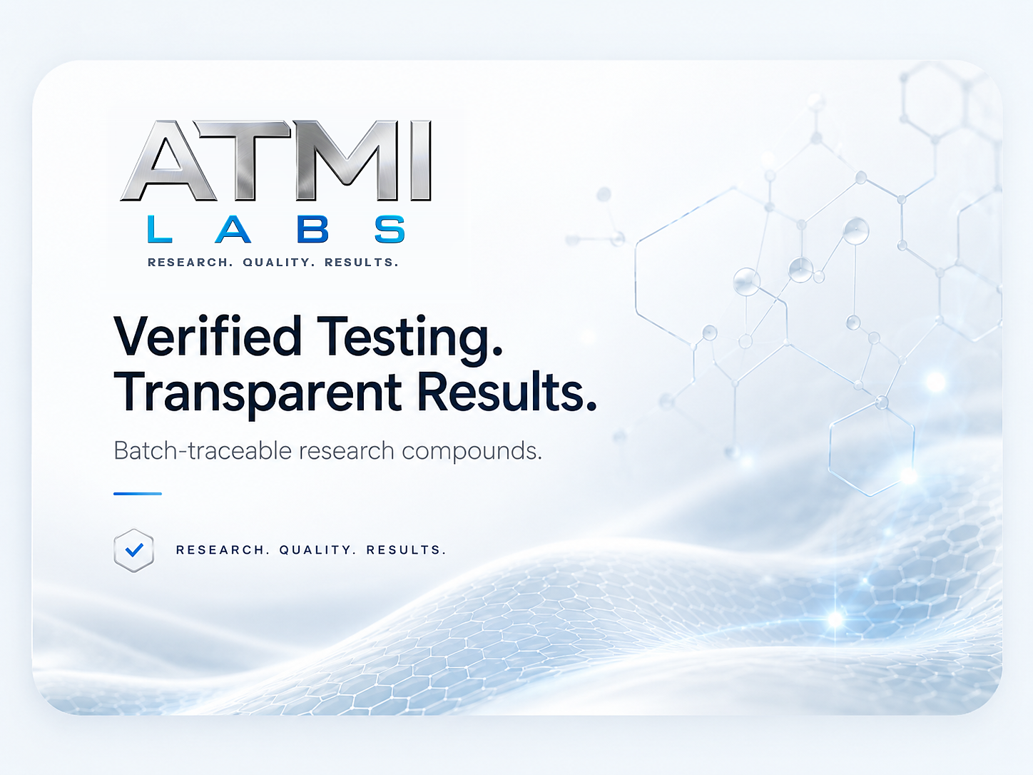 ATMI Labs — verified testing, transparent results, batch-traceable research compounds
